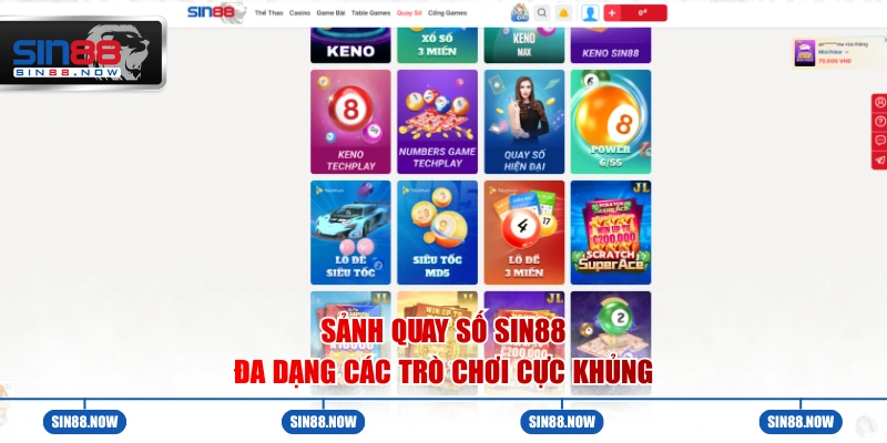 Sảnh quay số Sin88 hiện đại nhất Việt Nam